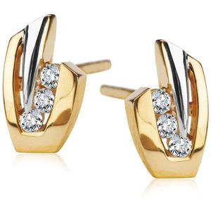 Juwelier Zwartevalk 14 karaat gouden bicolor oorbellen - 12.319