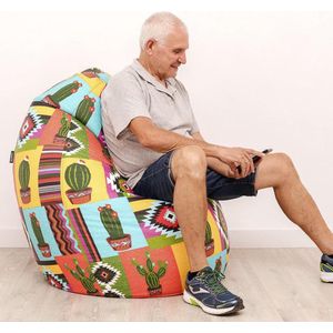 ERGONOMISCH EN VORMBAAR - PUFF PERA XL - 80 x 130 cm - 260 liter - bedrukte stof - water- en vuilafstotend