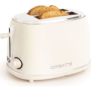 CREATE Broodrooster - Toaster - 6 niveaus - 2 Extra Brede Sleuven - 850W - Wit - Toast Retro Stylance S
