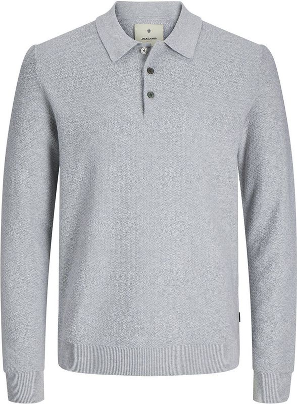 Jack & Jones - Heren Trui Sandri Knit Polo LS - Beige - Maat L