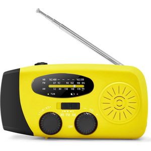 PolkaHome Draagbare handslingerradio, Met LED-zaklamp, SOS-alarm, Solar/USB-opladen Waterbestendig Handslingerradio, Met 2000 MAh Powerbank, voor noodgevallen in huis en buitenshuis ,radio op batterijen voor rampen, draagbare radio opwindbaar