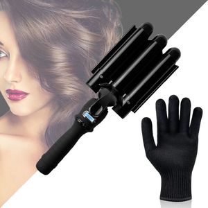 Wafeltang Voor Dik en Dun Haar - Wave Tang Voor krullen – Krultang met Handschoenen – Zwart