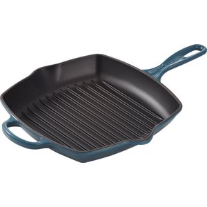 Le Creuset Grillpan Signature - Deap Teal - 26 x 26 cm - geëmailleerde anti-aanbaklaag