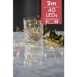 Dauwdruppel ""Original""- 200cm -40 leds -lichtkleur: Warm Wit -Werkt op batterijen -Met timer functie -Kerstdecoratie