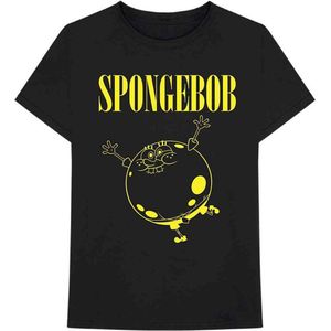 Spongebob Squarepants - Inflated Sponge Heren T-shirt - S - Zwart