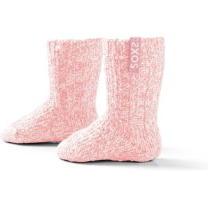 SOXS® | SOX3724 | Wollen baby sokken | Roze | Kniehoogte | Maat 19-29 | Antislip | Sweety pink label