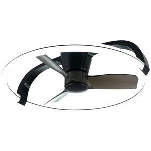 REALITY STOCKHOLM - Ventilator - Zwart mat - incl. 1x SMD 37 W - Licht apart schakelbaar - Afstandsbediening - Geintegreerde dimmer - Traploos instelbare lichtkleur - Niet externe dimmerbaar - Timer - Zomer- en wintermodus - 6 snelheidsniveaus