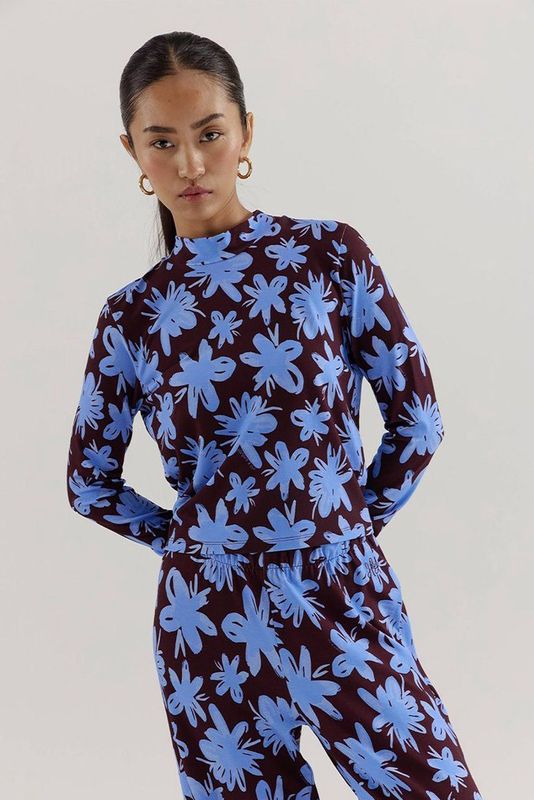 Harper & Yve - DW25T510 - Top - Blauw - Lange Mouw