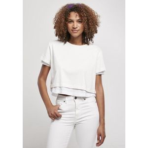 Urban Classics - Full Double Layered Dames T-shirt - S - Wit