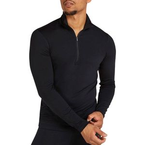 Icebreaker - Core Heavyweight Half Zip LS - Thermoshirt - Zwart - 76% TENCEL™ Lyocell - Slim-fit