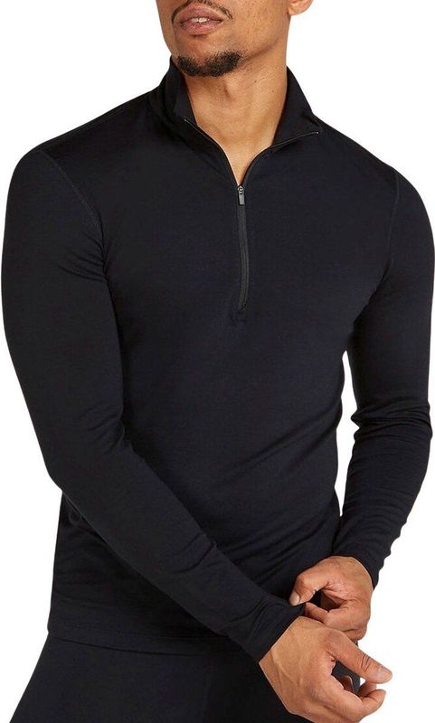 Icebreaker - Core Heavyweight Half Zip LS - Thermoshirt - Zwart - 76% TENCEL™ Lyocell - Slim-fit