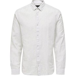 Only & Sons Overhemd Onscaiden Ls Stripe Linen Shirt 660 22026601 Chinchilla Mannen Maat - M