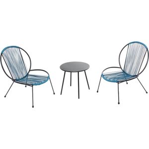 Concept-U - Set van 2 fauteuils + 1 salontafel blauw RETE