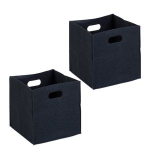 Relaxdays kastmand - set van 2 - opvouwbaar - 30x30x30 cm - vilt - voor speelgoed - zwart
