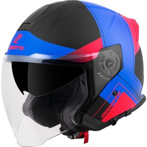 Bogotto H586 City-B Zwart Rood Blauw Jethelm - Maat XS - Helm