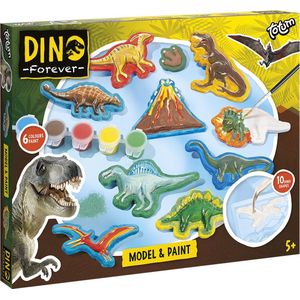 Totum Dinosaurus junior knutselset gips en verfset Dino Forever model & paint inclusief gips, 6 kleuren verf - cadeautip jongens