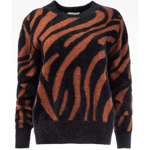 NED Trui Flair Ls Rmj Furry Print Knit 25w1 U386 04 635-900 Tortoise Shell-black Dames Maat - S