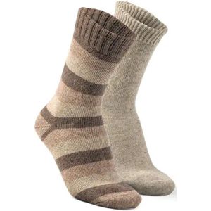 Fellhof Alpaca sokken maat 35-38 - bruin gestreept - wollen sokken - warme sokken - alpacawol - hypoallergeen - thermisch - zacht