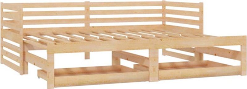 vidaXL - Slaapbank - uitschuifbaar - massief - grenenhout - 2x(90x200) - cm