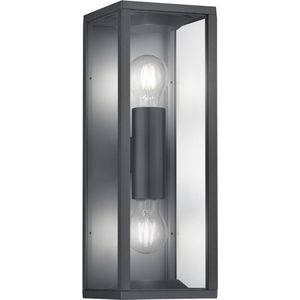 LED Tuinverlichting - Tuinlamp - Torna Garinola - Wand - E27 Fitting - 2-lichts - Mat Antraciet - Aluminium
