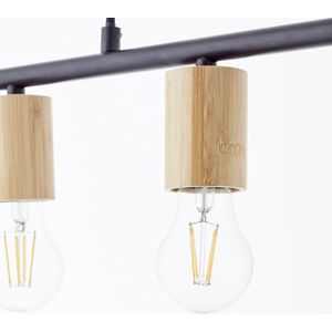 Brilliant Lamp Kerry hanglamp 5-lamps zwart/hout aluminium bruin 5x A60, E27, 40 W