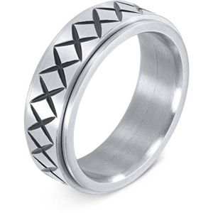 iXXXi Men-Cross Line-Zilverkleurig Mat-Heren Ring