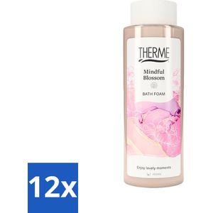 12 x Therme - Mindful Blossom - Badschuim - Verfrissend - Verzorgend - 500ml - Badschuim - Ontspannen Bad - Wellness - Bloesemgeur - Pioenroos