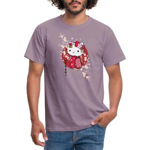 Hello Kitty In Een Rode Kimono En Kersenbloesems T-Shirt Heren