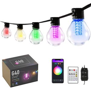 Lichtendirect- Smart Led - lichtsnoer- 15 meter- 25 Led lampen- met App functie en afstandsbediening- tuinverlichting- lichtsnoeren- voor buiten- prikkabel- buitenverlichting- waterbestendig IP65- prikkabel- Kerst verlichting - lichtslinger