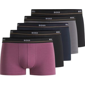 HUGO BOSS - Essential - Boxershorts - Zwart/Roze/Grijs - 5-Pack, Katoen/Elastaan