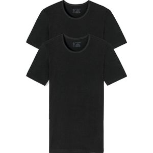 Schiesser - L - heren T-Shirt 2-Pack - 95/5 - Biologisch katoen - Zwart