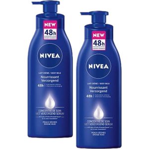 NIVEA Bodymilk  - 2 x 400 ml - 48h Intensieve Hydratatie With Moisturizing Serum - Voedend Voor Droge Huid - Met Pomp