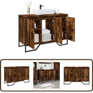 vidaXL Wastafelkast - 91x35x60 cm - Gerookt Eiken Badkamer Wastafelkast - Badkamer Wastafelkasten - Wastafelkast - Badkamer Wastafel Kast
