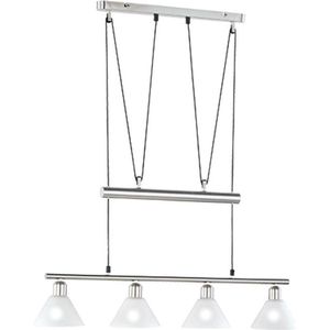LED Hanglamp - Hangverlichting - Trion Stomun - E14 Fitting - 4-lichts - Rechthoek - Mat Nikkel - Aluminium