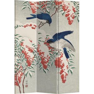 Fine Asianliving Kamerscherm Scheidingswand B120xH180cm 3 Panelen Japanese Blue Birds Berries