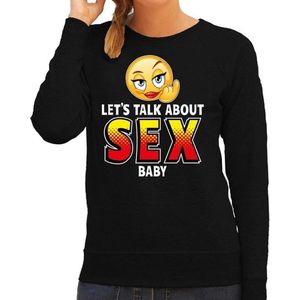 Funny emoticon sweater Lets talk about sex baby zwart voor dames - Fun / cadeau trui S