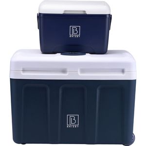 Brisby 40 Liter Elektrische Koelbox, Frigobox Deluxe met 12V, 220/230 Volt Aansluiting voor Auto en Camping – AC/DC - inclusief passieve koelbox - BLAUW