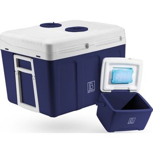 Brisby 40 Liter Elektrische Koelbox, Frigobox Deluxe met 12V, 220/230 Volt Aansluiting voor Auto en Camping – AC/DC - inclusief passieve koelbox - BLAUW