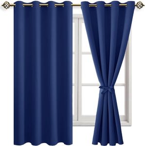 Unyqoos ® Luxueuze Verduisterende Gordijnen met Isolerende Eigenschappen voor Slaapkamer en Woonkamer - Set van 2, Koningsblauw, 175 x 140 cm