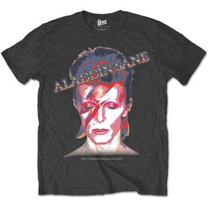 David Bowie - Aladdin Sane Heren T-shirt - S - Grijs
