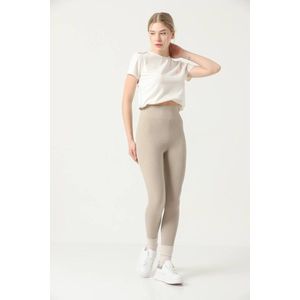 Geribbelde Legging High Waist | Crème
