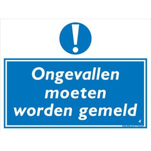 Ongevallen moeten worden gemeld bord - Bord 300 x 400 mm - (Forex)