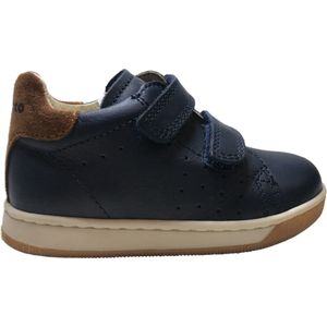 Falcotto - Adam - Mt 24 - velcro effen lederen sneakers - bruine hiel - navy
