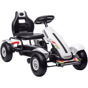 HOMCOM - Pedaal Go Kart - Wit - PP Metaal