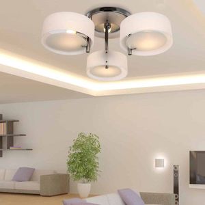 Led plafondlamp plafondlamp woonkamer plafond spotlight E27 40W 3-flame chroom acryl, warm wit, Ø64XH20cm