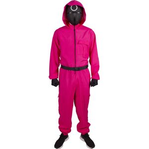 squidgame kostuum man X-Large roze met masker driehoek
