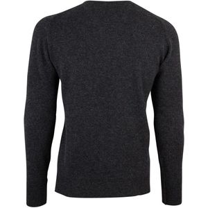 William Lockie - Lamswollen Trui - Donkergrijs - V-hals