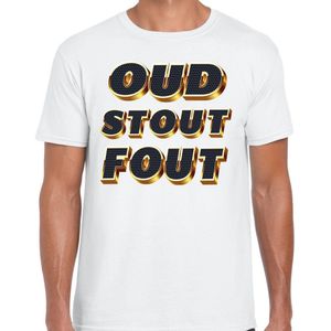 Bellatio Decorations Verkleed T-shirt heren - OUD - wit - themafeest fout/goud/fout L