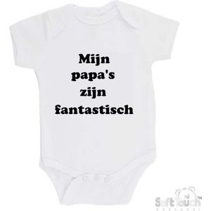 Soft Touch Romper ""Mijn papa's zijn fantastisch"" Unisex Katoen Wit/zwart Maat 62/68