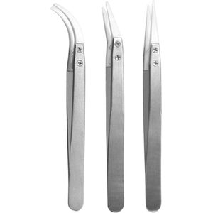 3-delige soldeerpincet met keramische punt - Hittebestendig tot 1600 °C/3000 °F voor elektronicareparatie, sieraden, computers en laboratoriumsoldeerwerk - Zilver